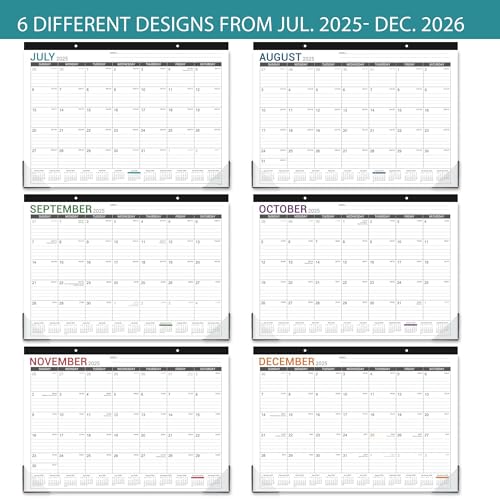 2025-2026 Desk Calendar - Desk Calendar 2025-2026, 17"x12" Desktop Calendar, Jul. 2025 - Dec. 2026, Corner Protectors, Large Ruled Blocks