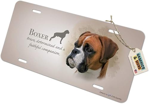 GRAPHICS & MORE Placa de matrícula de metal con diseño de raza de perro Boxer
