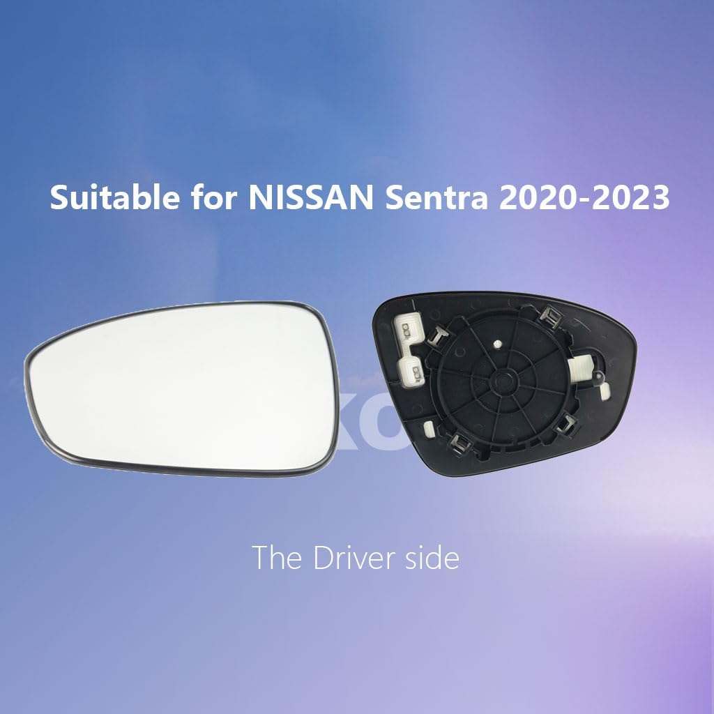 Driver Side Mirror Replacement Glass for Nissan Sentra 2020-2023, Automotive Exterior Heated Left Side View Mirror Glass for 2020 2021 2022 2023 Nissan Sentra