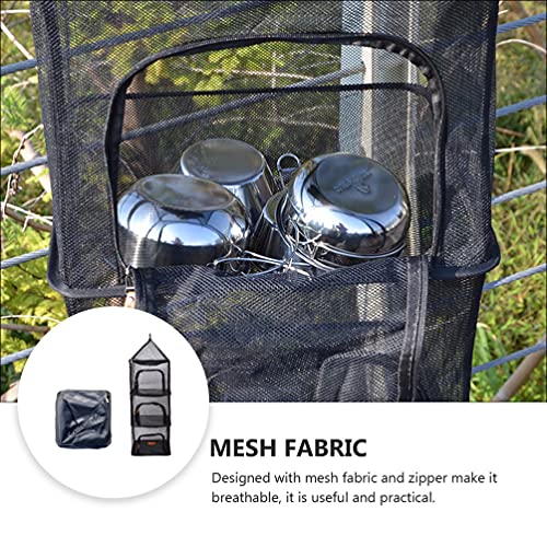 BESPORTBLE Camping Net Seca 1Pc Enforcamento Dobrável Rack de Secagem Ao Ar Livre 4 Camadas Com Zípe