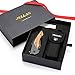 Cuchillo Plegable de Bolsillo Jellas J-003 con 7CR17 Hoja de Acero Inoxidable con Afilador y Bolsa de Cinturón, Cuchillo de Supervivencia al Aire Libre para la Pesca de Camping, Ideal para Regalar