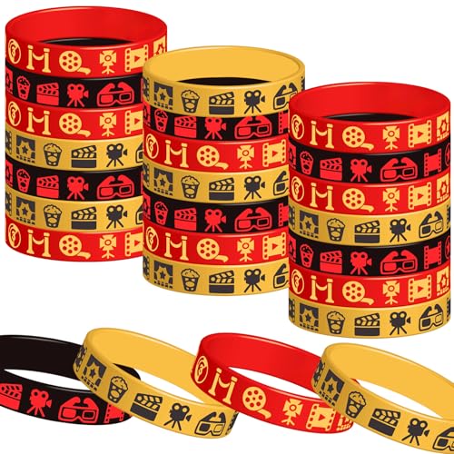 CupaPlay 48PCS Movie Night Rubber Bracelets Party favors - Movie Theme Party Supplies Decorations Birthday Silicone Wristbands Party Gifts
