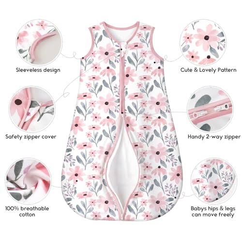 Image of Yoofoss Baby Sleep Sack 0-6 Months TOG 1.0 Baby Wearable Blanket, 2 Pack 100% Organic Cotton Infant Toddler Sleeping Sack 2-Way Zipper Lightweight Sleep Sack