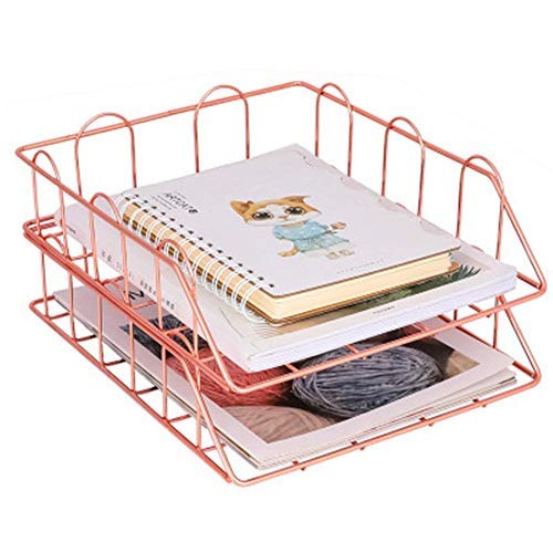 Buy Shoccolt Rose Gold 2 Tier Desktop File Organizer Stackable Paper