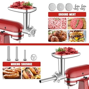 Meat grinder stainless steel slicer shredder attachment for kitchenaid stand mixer meat grinder for kitchenaid mixer with sausage stuffer tubes cheese grater attachment for kitchenaid stand mixer  urban country home decor