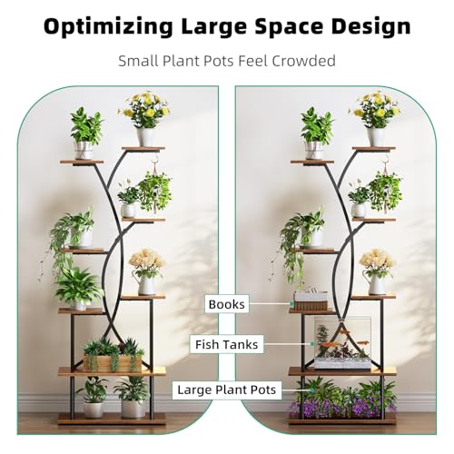 Plant Stand Indoor with Grow Lights - 8-Tier Indoor Plant Shelf, 68.11" Tall Lighted Corner Plant Stand, S-shaped Large Flower Holder for Living Room, Balcony & Patio (Brown) by Kalrin - Image 6