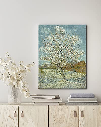 Wieco Art The Pink Peach Tree Canvas Prints Wall Art by Van Gogh Classic Famous Oil Paintings Reproduction Modern Gallery Wrapped Landscapes Giclee Picture Artwork