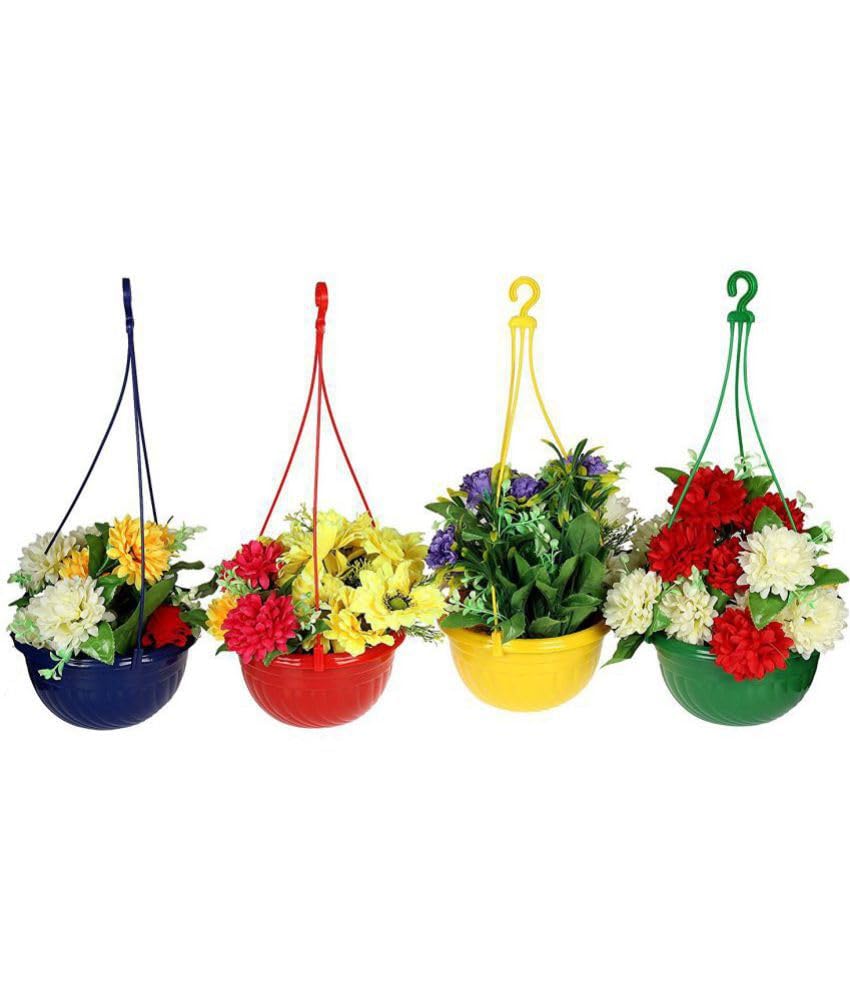 Image of KUMUDAM Plastic Hanging Basket (Brown) Pack of 10 | Hangers for Pots | Planter Holder | Plastic Hanging Basket Hooks | Flower Pot Hangers for Outdoor and Indoor |