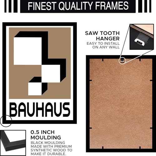 Image of BLINKART Vintage Bauhaus Retro Geometric Aesthetic Poster Gallery | Colorful Wrap Framed For Home Office Studio Living Room Modern Art Studio Decoration Abstract Shapes | (d65) | 13x10 Inch