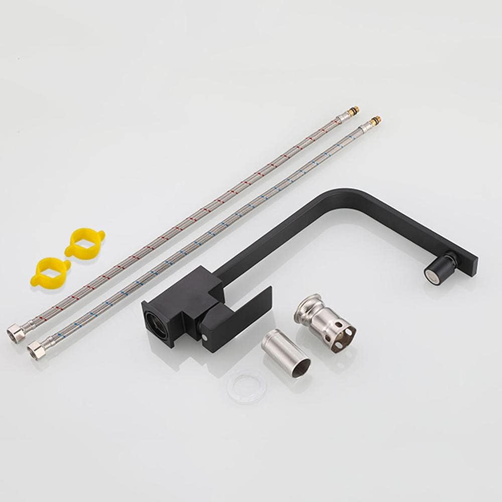 キッチンタップ ブラック ステンレススチール 温水および冷水回転キッチンタップ-A