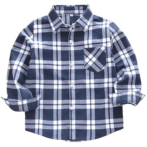 Boys Colorful Plaid Flannel Blouse with Pockets Toddler Kids Long Sleeve Button Up Shirt Casual Collared Shirts