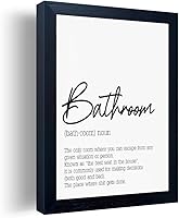 Boswaydeco Black & White Bathroom Quotes Wall Art - Small 8x10 Framed Modern Canvas Decor, Ready to Hang Waterproof Print