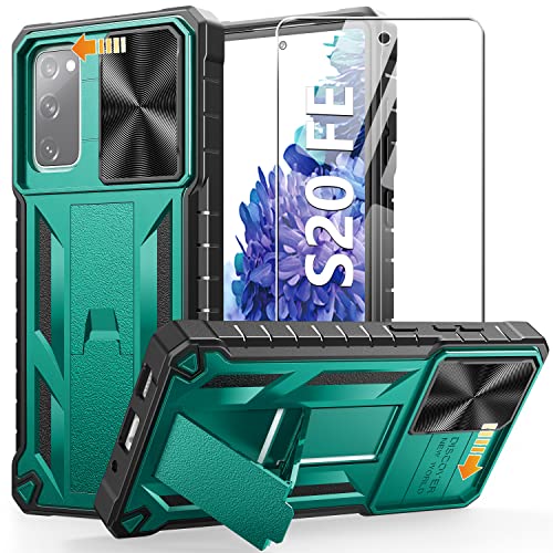 for Samsung Galaxy S20 FE Case: Military Grade Drop Proof Protection Mobile Cover with Kickstand | Matte Textured Rugged Shockproof TPU | Protective Sturdy Phone Case for Samsung S20 FE 5G - Green