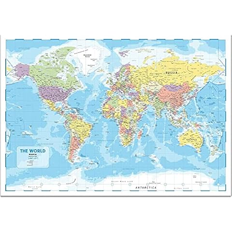 Hambli World Map Poster - Large Wall Map of the World - World Map Wall Art Atlas - Perfect Travel Map, Classroom Decoration or Geography Gift Cover