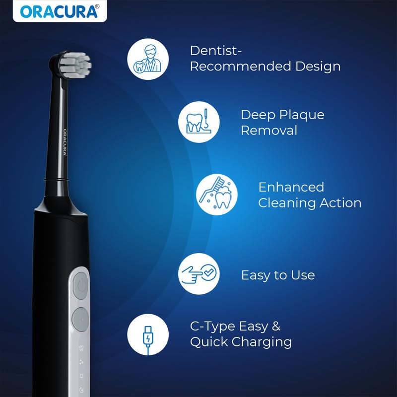 ORACURA OB200 Rechargeable Electric Toothbrush for Men & Women Black - Image 3