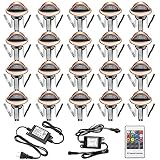 FVTLED Pack of 20 Multi-Color Low Voltage LED Deck Lights kit Φ1.38 Outdoor Garden Yard Decoration L