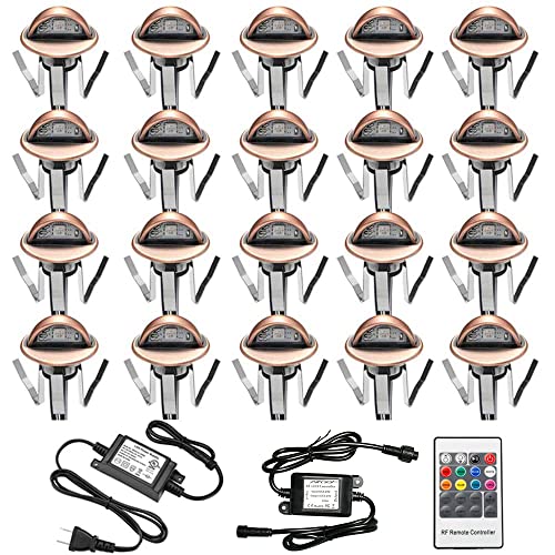 Fvtled Pack Of 20 Multi-Color Low Voltage Led Deck Lights Kit Φ1.38 Outdoor Garden Yard Decoration Lamp Recessed Landscape Pathway Step Stair Rgb Led Lighting, Bronze #TOP10