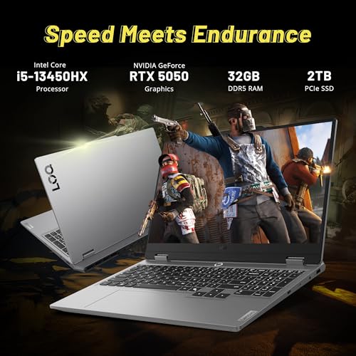 Image of Lenovo LOQ 17.3 inch FHD 165Hz Gaming Laptop, Intel i5-13450HX, NVIDIA GeForce RTX 5050 8GB GDDR7, 32GB DDR5, 3TB Storage (2TB SSD +1TB Docking Station Set), Backlit Keyboard, Wi-Fi 6, Win 11 Pro, Gray