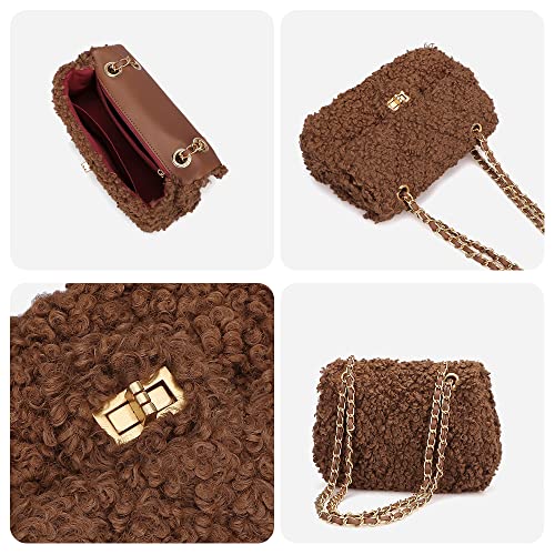 Women Plush Shoulder Bag Fashion Fluffy Crossbody Bag Soft Warm Fuzzy Purse with Adjustable Chain Strap3