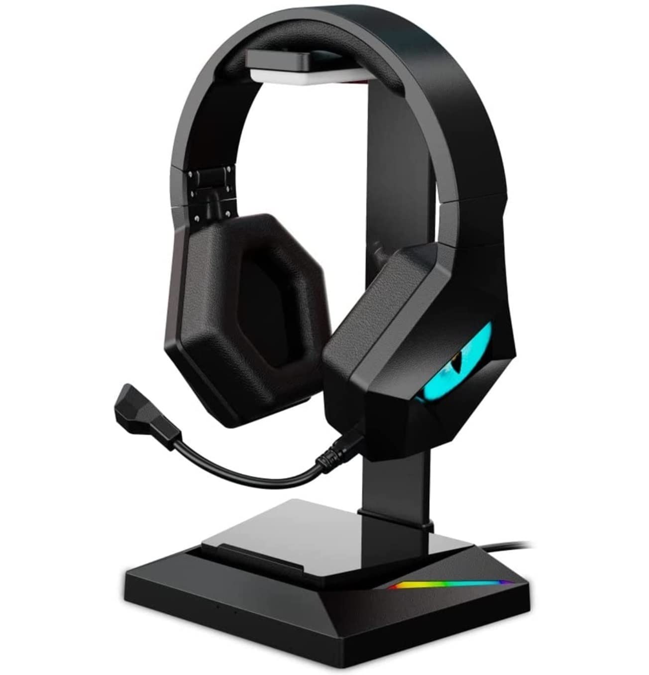 Gaming Accessori Supporto per Cuffie da Gioco Cuffie Cablate Base per Doppio Gancio da Scrivania con Supporto per Telefono 2 Porte USB Stand Over-Ear da Gioco