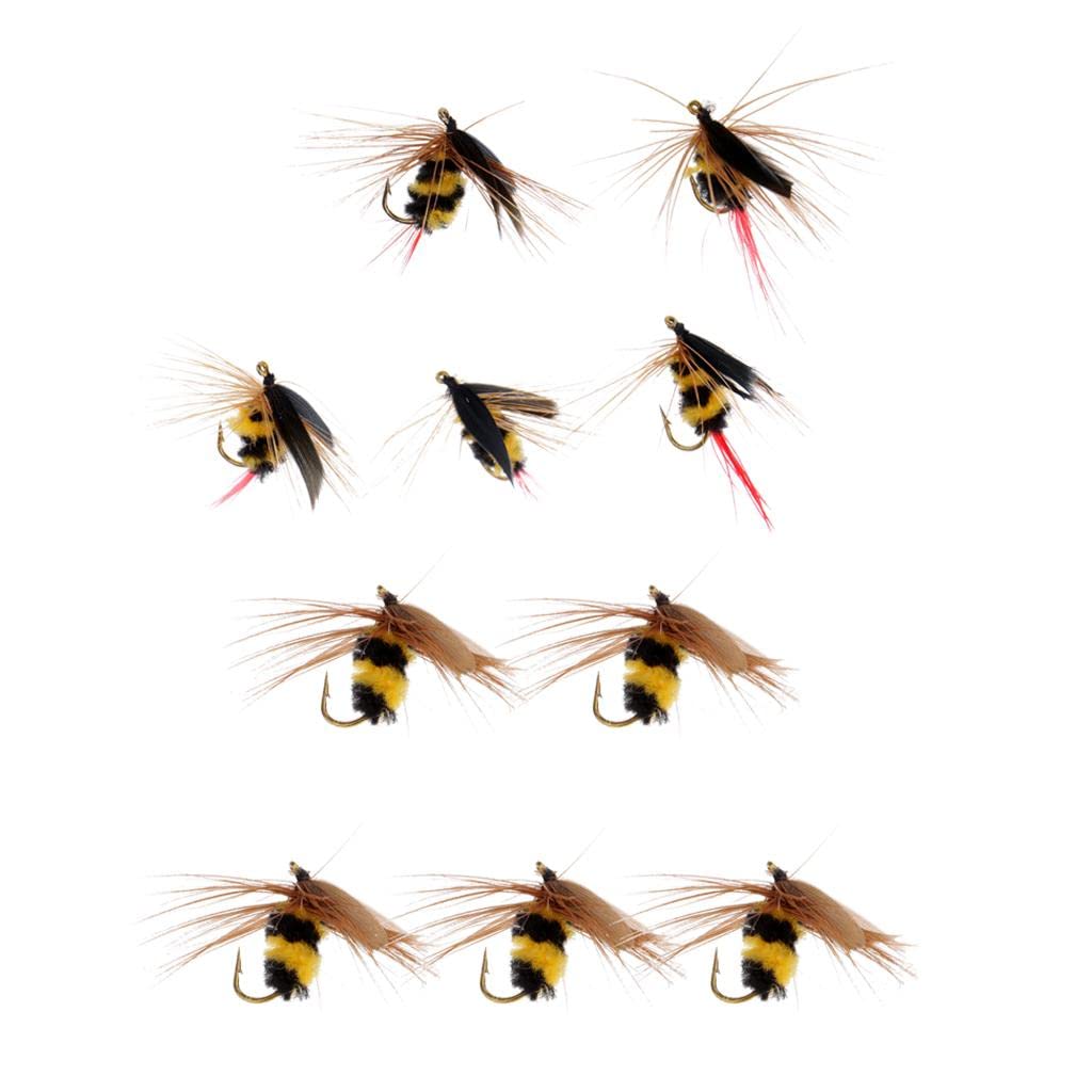 HEAVENGLOW 10Pcs Bumble Bee Nymph Trout Flies Fly Fishing Hook Bionic Bee Insect Baits | Crankbaits | Baits, Lures & Flies | Fishing-picture-27