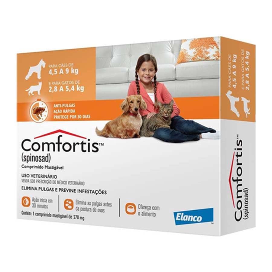 Comfortis 270mg - Antipulgas para Cães de 4,5 a 9kg e Gatos de 2,...