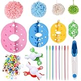 10 Stück Pompom Maker Set, 4 Größen Bommel Maker, Inklusive diversen Zubehörteilen Wiederverwendbar, Geeignet zum Herstellen von Pompons, DIY-Bastelarbeiten, Hüte, Puppen und Dekorationen