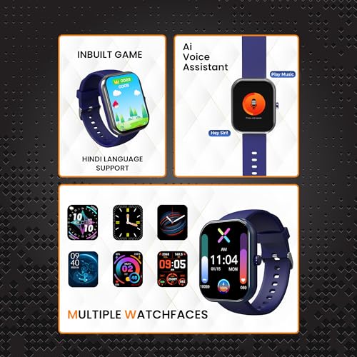 Image of GIZMORE Ultra Max 2.01 Inch Always-On-Big Display | 600 NITS Brightness & Split Screen | Rotating Crown| AI Voice Assistance | Health Suite | Bluetooth Calling Smart Watch for Men and Women (Blue)