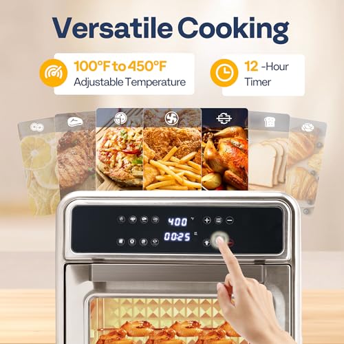 VIVOHOME 21 Qt Air Fryer Toaster Oven Combo, 8-in-1 Convection Oven Countertop with Rotisserie and Dehydrator, Stainless Steel Digital Air Fryer Oven with 7 Accessories, 1800W - Image 2