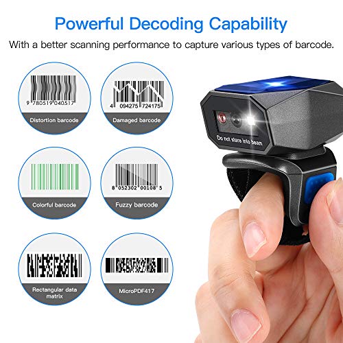 Upgraded Eyoyo 2D Ring Barcode Scanner Bluetooth, Usb Wired & 2.4G Wireless & Bluetooth Mini Wearable Bar Code Scanner, 1D 2D Qr Image Barcode Reader Pdf417 Data Matrix For Iphone, Andriod, Tablet, Pc #TOP1