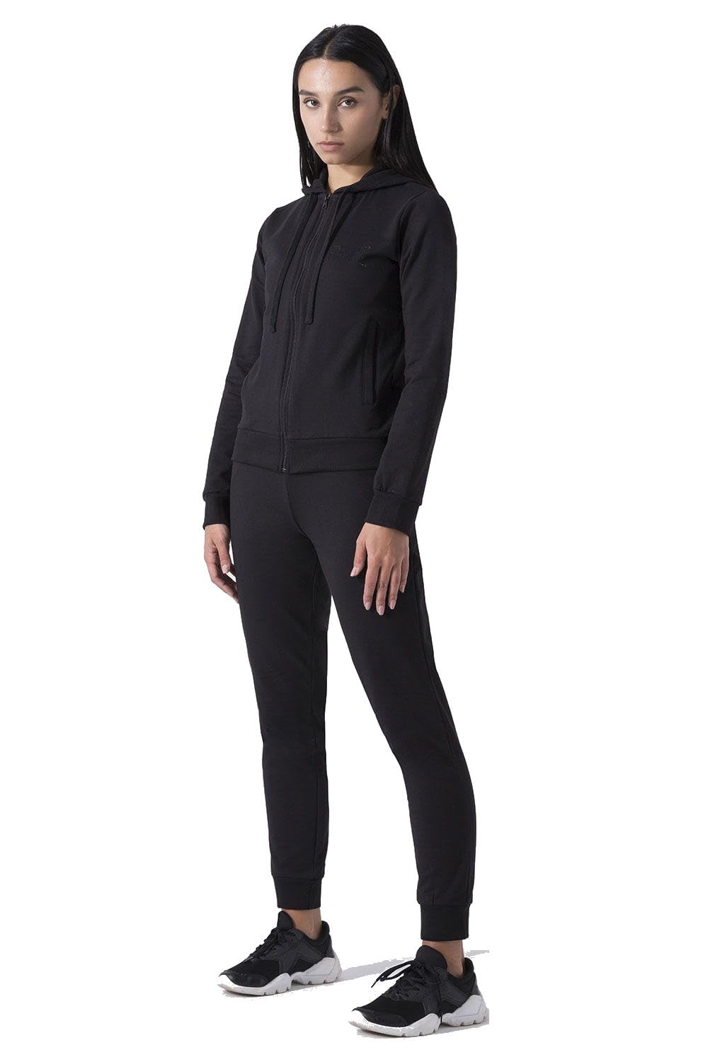 Everlast Tuta da Ginnastica Donna Completo Sportivo, Nero Cappuccio, XL | Cotone Felpato, Set per Sport e Tempo Libero, Palestra