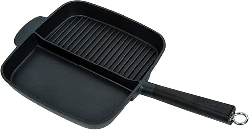 MasterPan Sartén antiadherente de 2 secciones, 11 pulgadas, negro