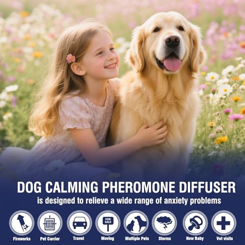 Piuess Pheromone Hund 4 In 1 Kit Dog Diffuser Calming Beruhigender (2 Beruhigung Steckdose +2 Nachfüllflakon) Beruhigungsmittel Zur Reduktion Von äNgstlichem Verhalten Gewitter Feuerwerk Geschmacklos