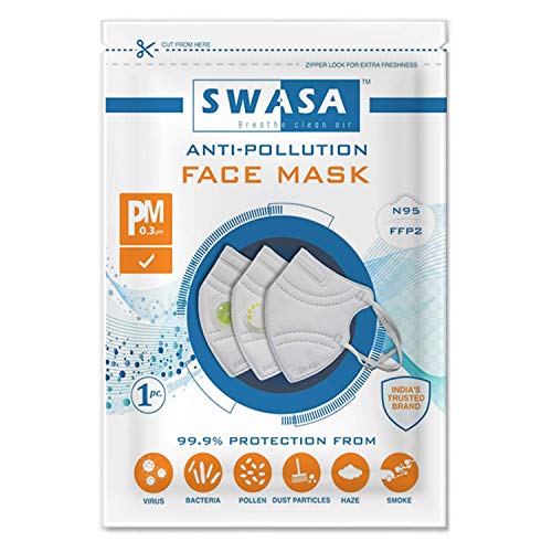 Image of SWASA N95 Mask FFP2 - PM 0.3 μm | Reusable N95 Mask Without Valve (White Color, Pack of 10)