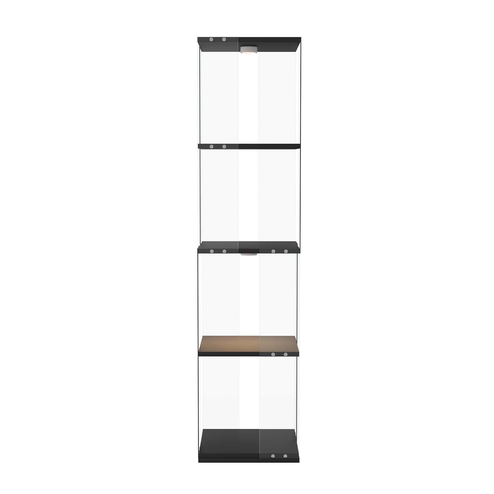 Vetrina girevole in vetro con illuminazione a LED, girevole a 360°, per statuette, giocattoli, vino, libri, 38 x 38 x 160 cm