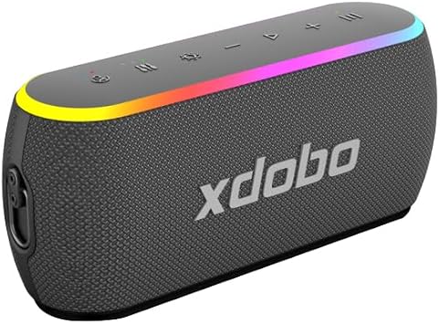 XDOBO X8III Bluetooth Speaker, Bluetooth Speaker, 60W Peak Output, Enhanced Bass, Built-in DSP Technology, Built-in Mic, Hands-Free Support, Bluetooth 5.3, Passive Radiator, Loud Volume, Up to 12H Continuous Playback, Stereo, Mood Light, Waterproof, Wireless Speaker, Bluetooth Speaker, Portable Speaker