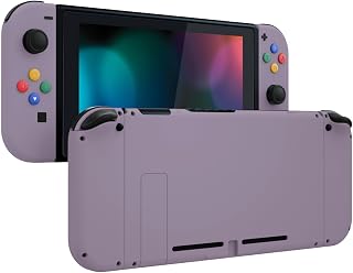 eXtremeRate DIY Replacement Shell Buttons for Nintendo Switch, Soft Touch Back Plate for Switch Console, Housing Case with Colorful Buttons for Joycon Handheld Controller - Dark Grayish Violet
