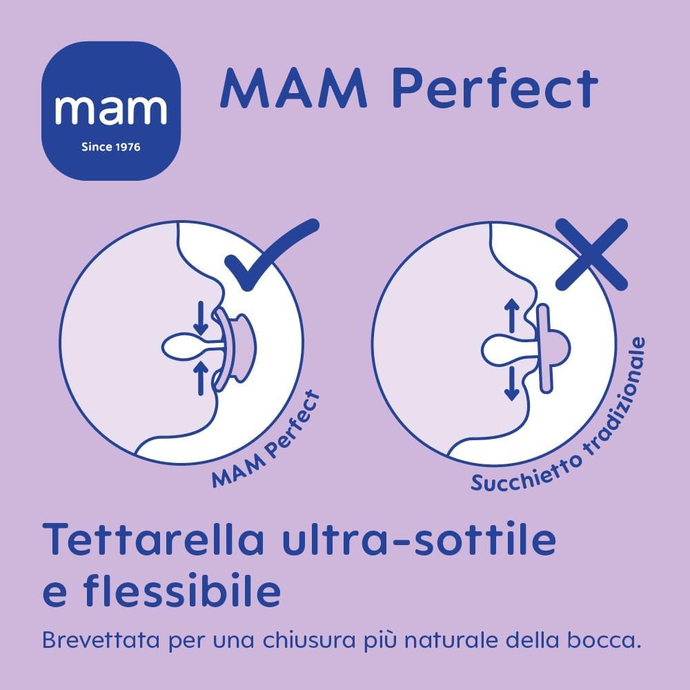 MAM Perfect Double Pack 6+ Months Soothers (Set of 2), MAM 6-16 Months Silicone Dummy for Healthy Oral Development, 2 Baby Accessories Kit with Sterilizer Dummy Holder, Pink - 4