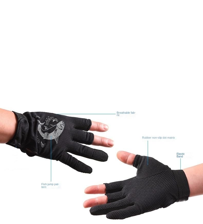 DTECGOUG Anti Slip Quick Drying Fishing Gloves with 3 Fingers, Flexible and Breathable Nylon Surface, with Anti Slip Points, Suitable for Outdoor and Flying Fishing for Men and Women (Green)