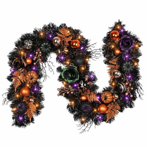 Valery Madelyn 6ft Pumpkin Halloween Garland with Light for Decorations