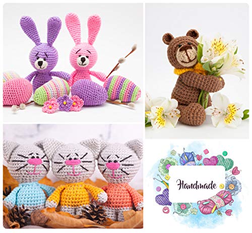 ilauke Crochet Yarn Knitting Wool, 12 x 50g Balls of DK Yarn for Hand Knitting, Colored Acrylic Yarn Set for Beginners Adults, Includes 12 Crochet Accessories