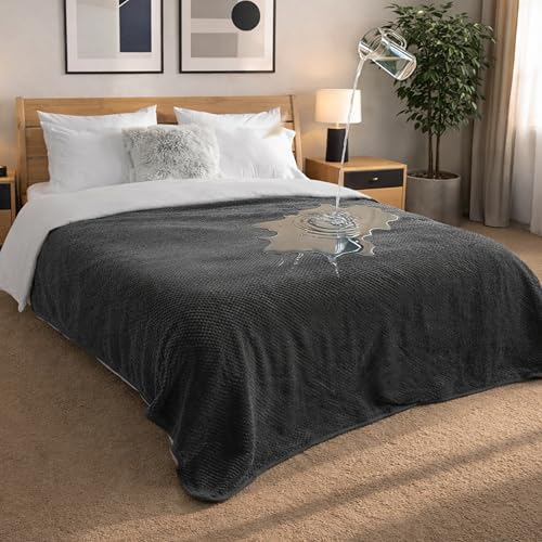 Dreamzie - wasserdichte Decke - Hundedecke Sofa Bett Auto Outdoor 152x203cm - Reversible und Maschinenwaschbar Liebesdecke aus Sherpa Fleece - Dunkelgrau