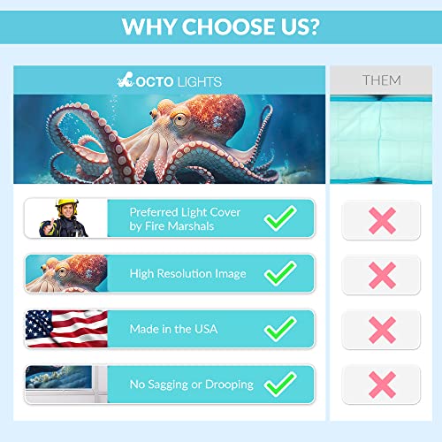 Image of Fluorescent Light Cover for Classroom Ceiling Lights - Premium Backlit Film Insert 2x4 (22.38 inchx46.5 inch) Florescent Fixture (Pack of 1) School, Office, Sensory, Improve Focus, Eliminate Headache, Octopus