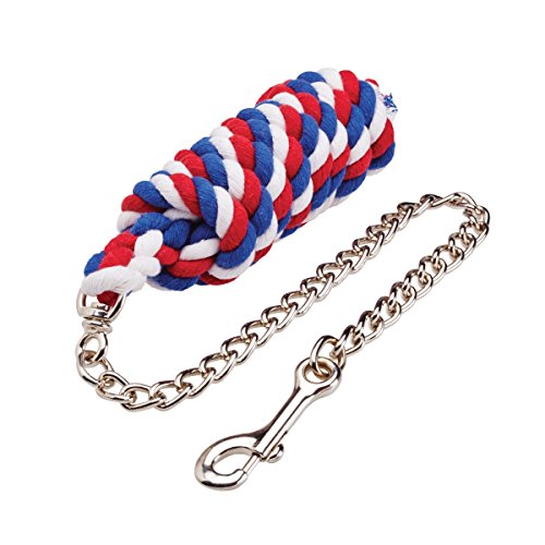 Cottage Craft - Ramal soga deluxe con cadena para caballos (Talla Única) (Azul Marino/Rojo/Blanco)