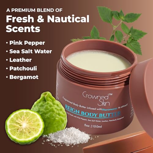 Reign Cologned Body Butter | Fresh & Nautical Scent | Blended with Pink Pepper & Bergamot | Infused with Organic Shea & Mango Butters | Moisturizing Formula with All-Day Fragrance | 5oz - Image 6