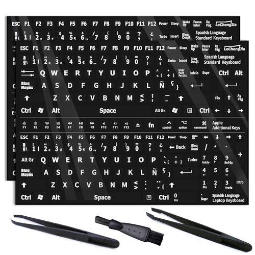 Lechengjia EspañOl para Teclado, 2pcs Pegatinas para Teclado EspañOl, Pegatinas De Repuesto De Letras De Teclado En EspañOl, para Cualquier Teclado EstáNdar, Computadora PortáTil (Brillante)