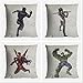 JWEK Taie d'oreiller Ensemble De 4 Super-Héros Mignon Iron Spider Man Panthère Noire Canapé Housse de Coussin Décoratif de Bande Dessinée Coton Lin Taie d'oreiller 45X45Cm