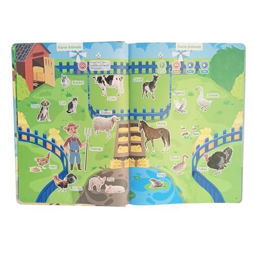 ETUCYNG Diccionario parlante - Libro de ruidos de palabras en inglés - 260+ palabras 14 temas Juguetes parlantes Lectura Aprendizaje Desarrollo del lenguaje Promoción del lenguaje