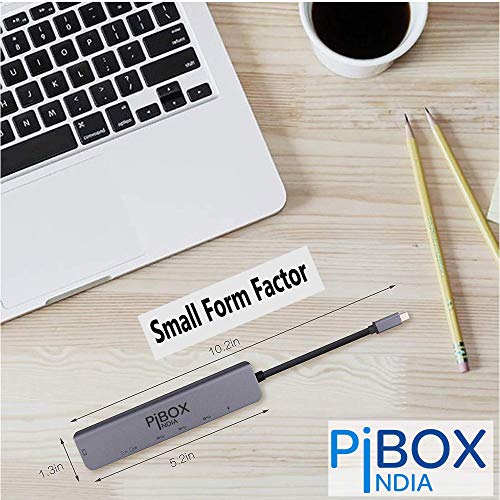 Image of PiBOX India - USB C Hub Dock- 7 in 1 with 4K 30HZ HDCP Compliant, Aluminum Type C Adapter with 4K HDMI Port, USB 3.0 Port, USB-C Power Delivery, TF /SD Card Reader, MacBook /Dell /Samsung USB C Devices