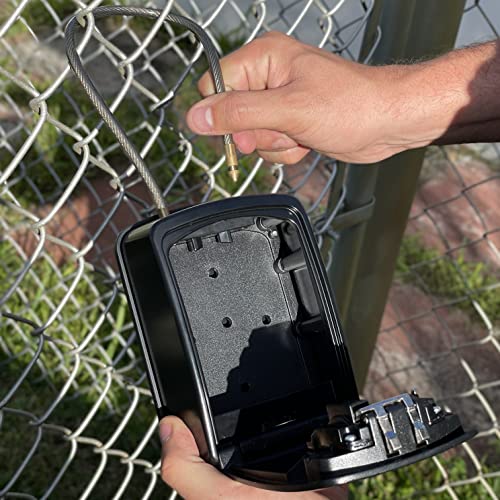 Iron Lock® Xxl Key Lock Box Portable And Wall Mounted With Removable Cable Shackle Waterproof Indoor Outdoor 4 Digit Combination With Resettable Code With A B Switch Extra Large Key Lockbox Outside #TOP2